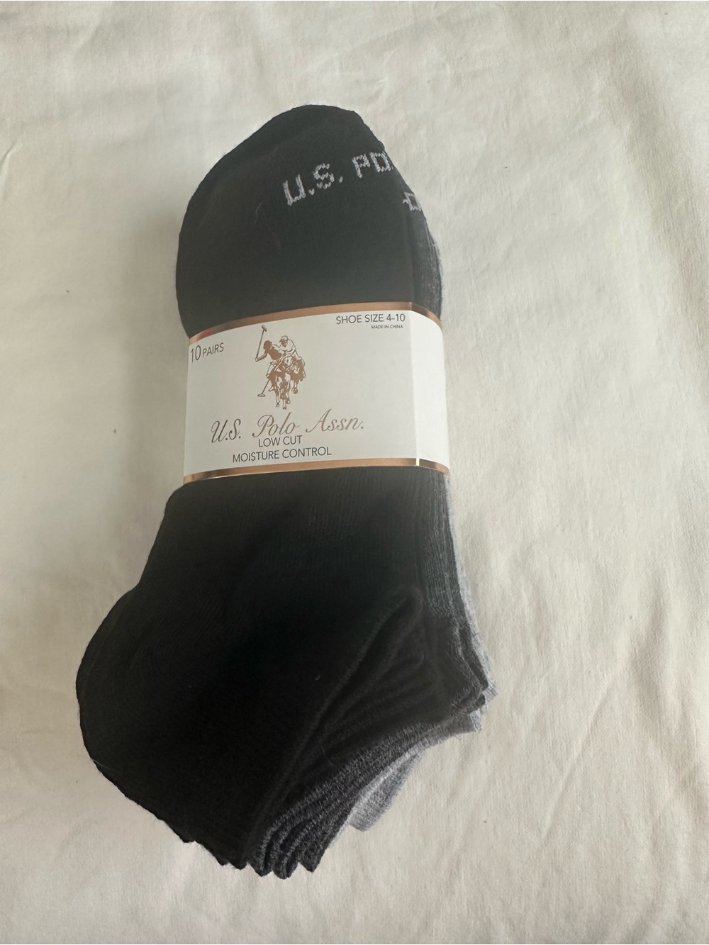 U.S. Polo Assn. Men’s Low-Cut Athletic Socks - Black (10 Pairs)